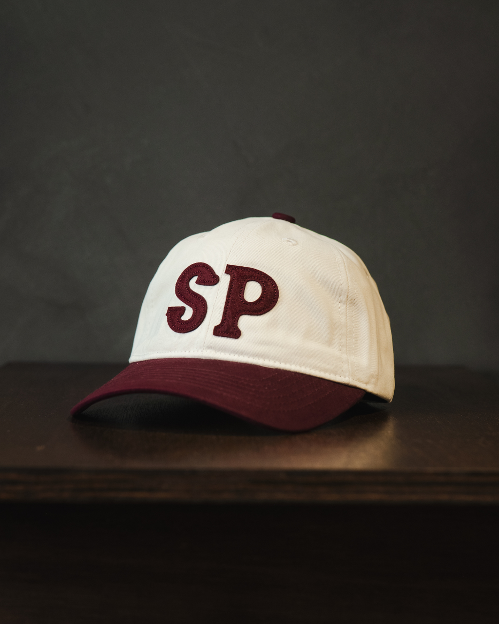 Classic Baseball Cap | Off-white & Burgundy